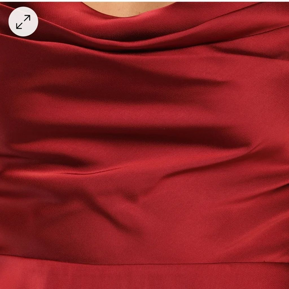Lulus Fanciful Flirt Burgundy Satin Cowl Neck Skater Mini Dress Size Small - Picture 5 of 16